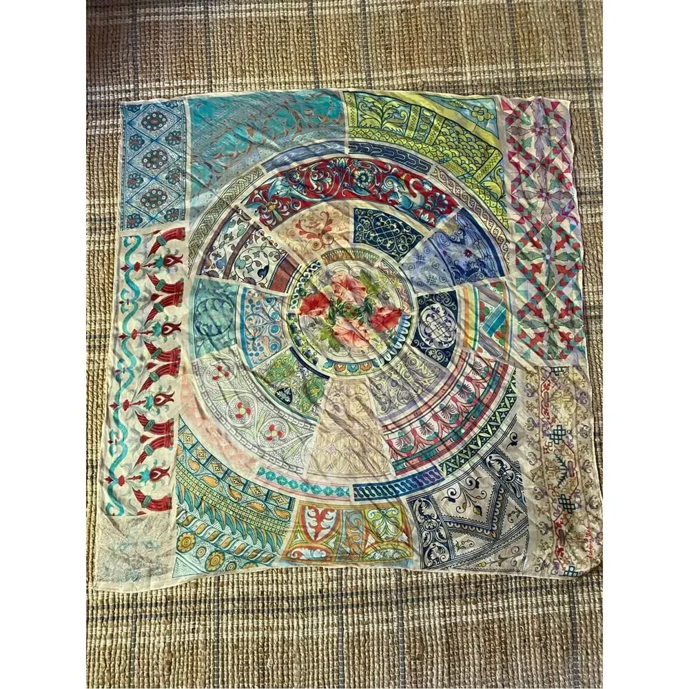 Johnny Was $160 Celestin Large Silk 43” Square Scarf EUC
